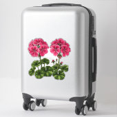 Levendige Roze Geraniums Met Weelderige Groene Bla Sticker (Koffer)
