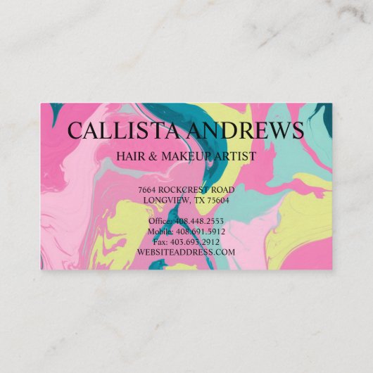 Levendige Roze Glitter Drip Art voor Nail Design Visitekaartje (Achterkant)