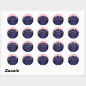 Levendige roze glitter druppelt donkerblauwe body  ronde sticker (Vel)