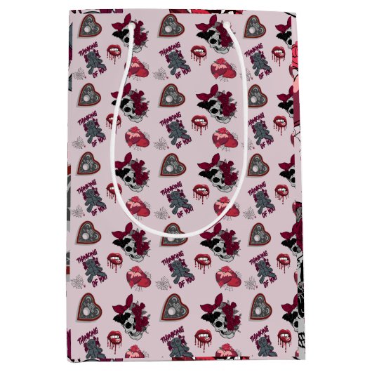 Levendige Roze Gotische Graphic Valentijnsdag Medium Cadeauzakje (Voorkant)