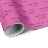 Levendige roze Happy Birthday Naam! Cadeaupapier (Rol Hoek)