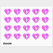 Levendige roze Happy Jump Roping Bunny Hart Sticker (Vel)