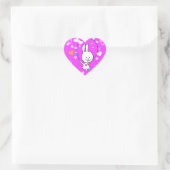 Levendige roze Happy Jump Roping Bunny Hart Sticker (Tas)