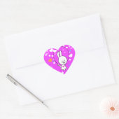 Levendige roze Happy Jump Roping Bunny Hart Sticker (Envelop)
