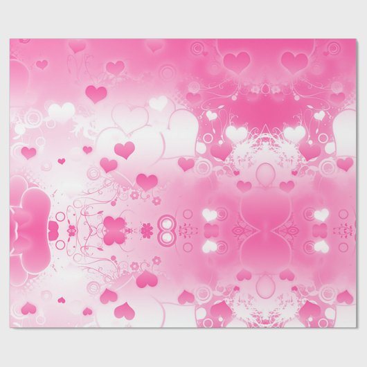 Levendige Roze Hart Abstracte Valentijn Cadeaupapier (Vlak)