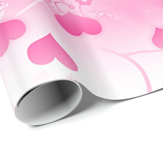 Levendige Roze Hart Abstracte Valentijn Cadeaupapier (Rol Hoek)