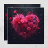 Levendige roze hart burst bedankkaart (Voorkant / Achterkant)