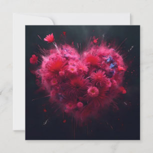 Levendige roze hart burst bedankkaart