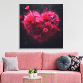 Levendige roze hart burst canvas afdruk (Insitu (Woonkamer))