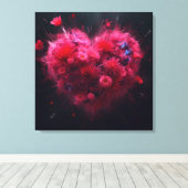 Levendige roze hart burst canvas afdruk (Insitu (Houten vloer))