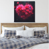 Levendige roze hart burst canvas afdruk (Insitu (Slaapkamer))