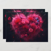 Levendige roze hart burst feestdagenkaart (Voorkant / Achterkant)