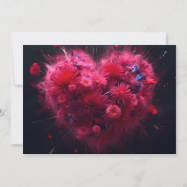 Levendige roze hart burst feestdagenkaart