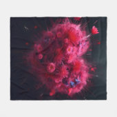 Levendige roze hart burst fleece deken (Voorkant (Horizontaal))