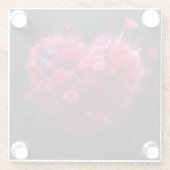 Levendige roze hart burst glazen onderzetter (Achterkant)