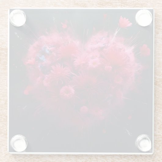 Levendige roze hart burst glazen onderzetter (Achterkant)