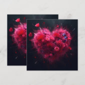 Levendige roze hart burst kaart (Voorkant / Achterkant)