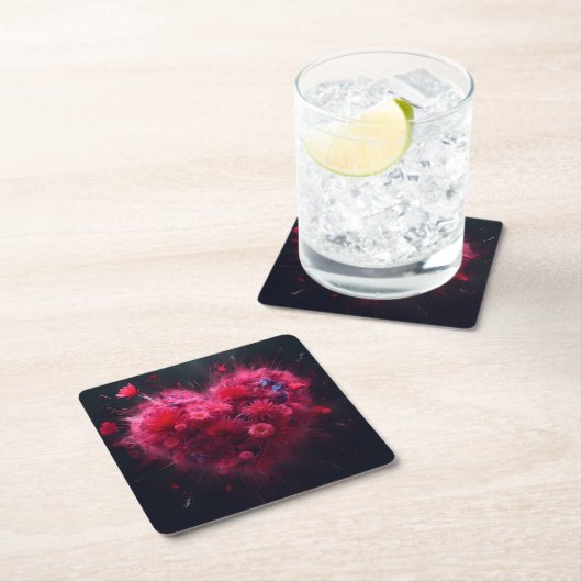 Levendige roze hart burst kartonnen onderzetters (Insitu)