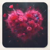 Levendige roze hart burst kartonnen onderzetters (Voorkant)