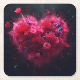 Levendige roze hart burst kartonnen onderzetters