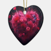 Levendige roze hart burst keramisch ornament (Links)