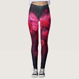 Levendige roze hart burst leggings