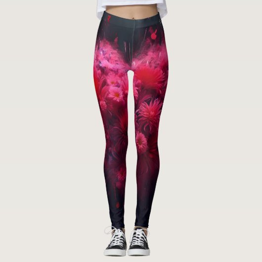 Levendige roze hart burst leggings (Voorkant)