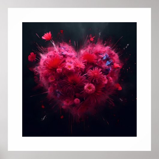 Levendige roze hart burst poster (Voorkant)