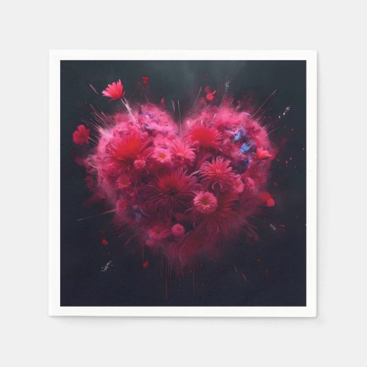 Levendige roze hart burst servet (Voorkant)