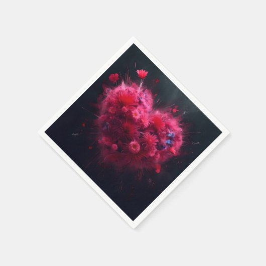 Levendige roze hart burst servet (Hoek)