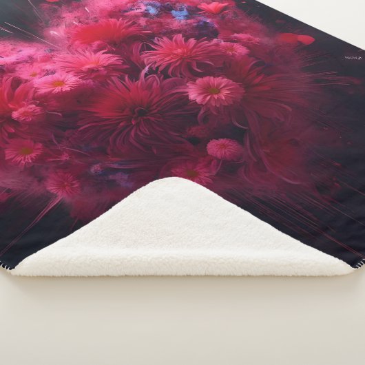 Levendige roze hart burst sherpa deken (3/4)