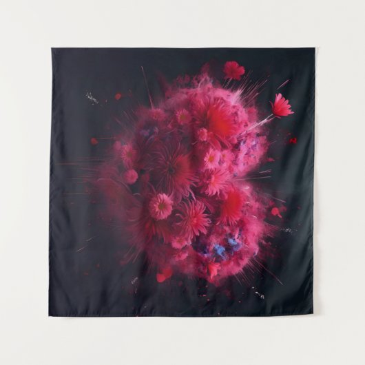 Levendige roze hart burst wandkleed (Voorkant (horizontaal))