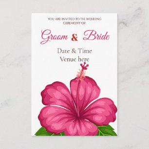 Levendige Roze Hibiscus Bloem Bruiloftsinvitation Kaart
