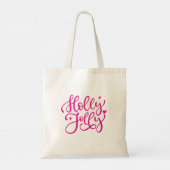 Levendige Roze Holly Jolly Kerstmis Tote Bag (Achterkant)