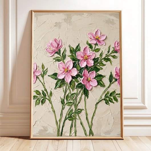 Levendige Roze Jasmine Minimalistische Muurkunst Poster