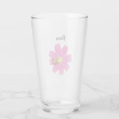 Levendige Roze Kosmos Bloem met een Bijen Geperson Glas (Achterkant)