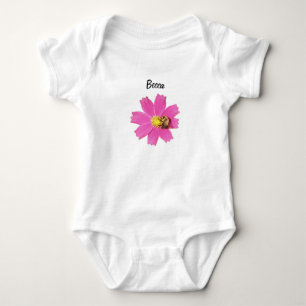Levendige Roze Kosmos Bloem met een Bijen Geperson Romper