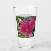 Levendige Roze Lelie Glas (Achterkant)
