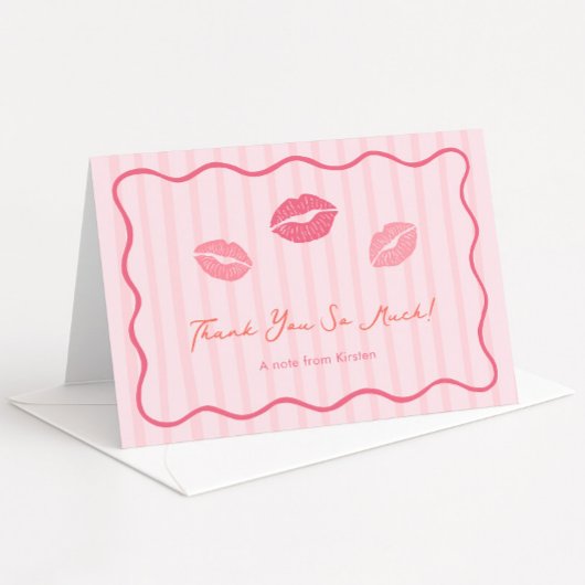 Levendige Roze Lippen Valentijnsdag Bruiloft Bedankkaart