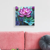 Levendige Roze Lotus Canvas Afdruk (Insitu (Woonkamer))