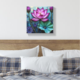 Levendige Roze Lotus Canvas Afdruk