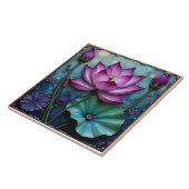 Levendige roze lotus tegeltje (Zijkant)