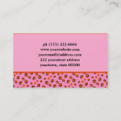levendige roze luipaard Dierenprint Monogram Visitekaartje (Achterkant)