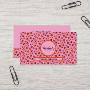 levendige roze luipaard Dierenprint Monogram Visitekaartje