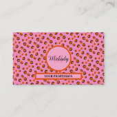 levendige roze luipaard Dierenprint Monogram Visitekaartje (Voorkant)