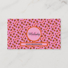 levendige roze luipaard Dierenprint Monogram Visitekaartje