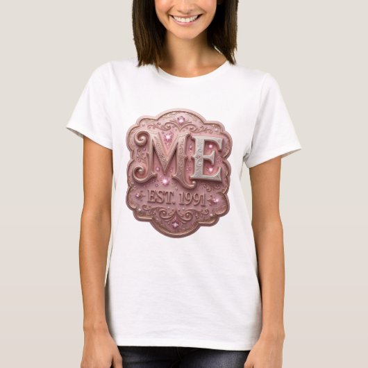 Levendige Roze ME EST 1991 Statement Design T-shirt (Voorkant)