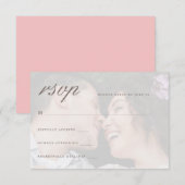 Levendige roze met foto bruiloft Rsvp Kaartje (Voorkant / Achterkant)
