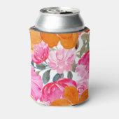 Levendige Roze & Oranje Bloemrijke Zomer Bruidsdou Blikjeskoeler (Blikje Achterkant)