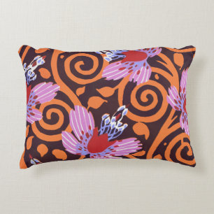 Levendige Roze & Oranje Draaikolk Art Deco Bloem Accent Kussen